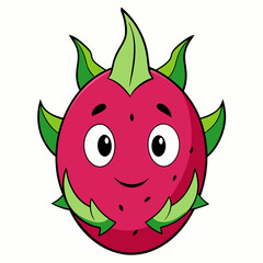 Dragon Fruit silhouette vector, Dragon vector illustration, strawberry vector art, Dragon silhouette, Fruit vector icon, eps