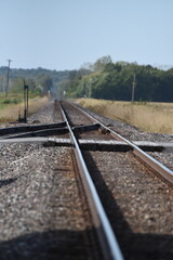 Fototapeta premium railroad tracks in countryside Annada Missouri historic line with old track switch
