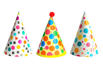 Bright and Colorful Party Hats are Perfect for Celebrations, Gatherings, and Special Events. isolated on transparent background