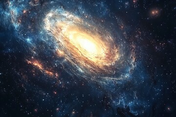 Obraz premium Captivating view of a spiral galaxy vortex with detailed stars and nebulae, showcasing the dynamic beauty and phenomena of deep space, ai