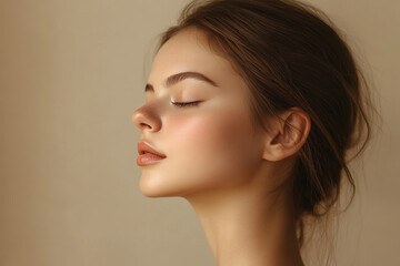 Obraz premium A close up of a girl's face with her eyes closed