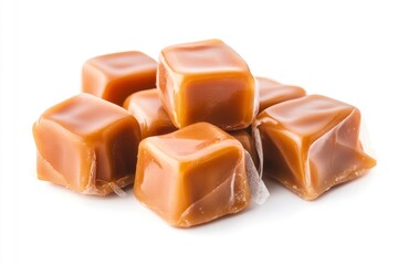 Caramel candy, isolated on white background, full depth of field , ai