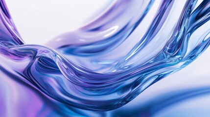 Smooth curves and lines of blue and purple gradient glass suspended in the air.