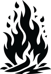 Flames symbols flat style vector silhouette, fire vector silhouette