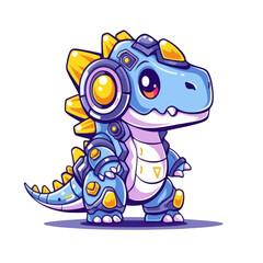 Fototapeta premium Cute Dinosaur with Headphones