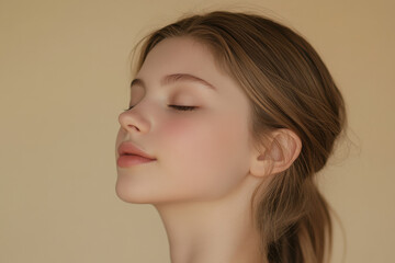 Fototapeta premium A close up of a girl's face with her eyes closed