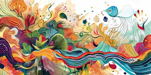 Fototapeta premium Vibrant Abstract Nature Illustration
