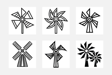 Fototapeta premium Beautiful Windmill Silhouette White Background Artwork 