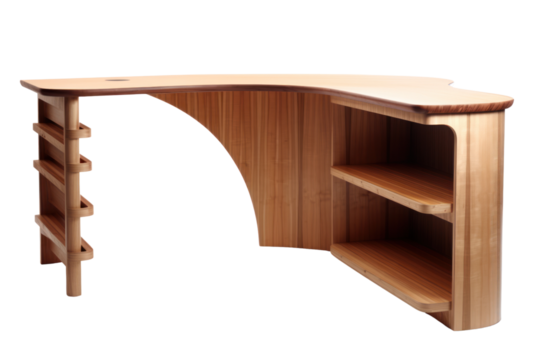 corner desk that maximizes space utilization, isolated on a white background.