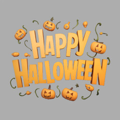 Free photo Hand drawn Happy halloween lettering text design and white background, generative Ai