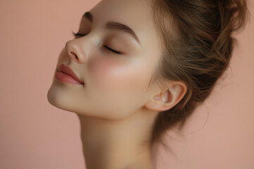 Fototapeta premium A close up of a girl's face with her eyes closed