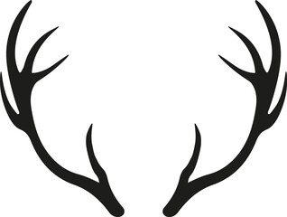 Black silhouette of deer horns icon. Deer antlers. Vector. Flat design.