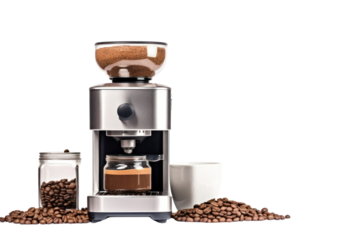coffee maker with a built-in grinder for fresh, flavorful coffee every time, isolated on a white background