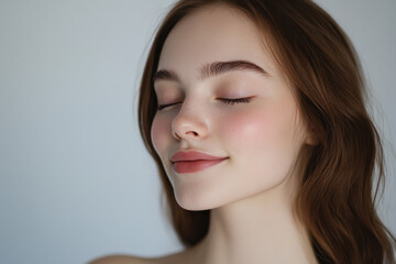 Fototapeta premium A close up of a girl's face with her eyes closed