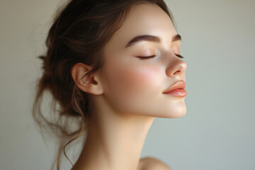 Fototapeta premium A close up of a girl's face with her eyes closed