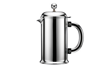 Obraz premium classic stainless steel coffee maker with a timeless design, isolated on a white background