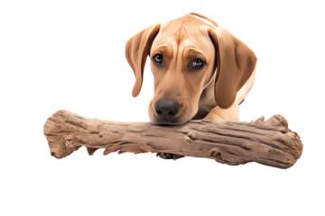 chew toy made of natural materials like wood or antlers, perfect for teething puppies and dogs with strong chewing habits. Isolated on white background