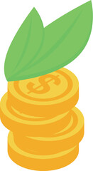 This isometric illustration represents the concept of sustainable investment and ethical finance