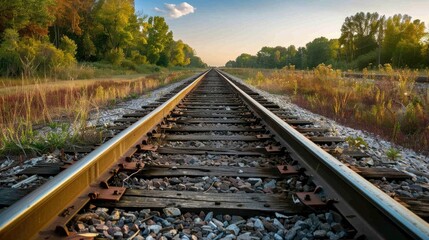 Obraz premium Railroad tracks stretching into the distance