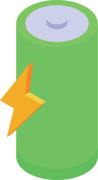 Green battery charging with lightning sign indicating power and energy