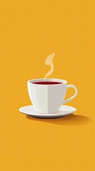 Obraz premium Stylized Coffee Cup with Steam on Yellow Background