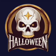 Halloween skull t-shirt design vector art illustration, lettering Halloween