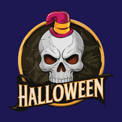 Halloween skull t-shirt design vector art illustration, lettering Halloween