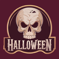 Halloween skull t-shirt design vector art illustration, lettering Halloween