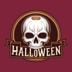 Halloween skull t-shirt design vector art illustration, lettering Halloween