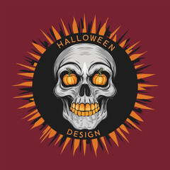 Halloween skull t-shirt design vector art illustration, lettering Halloween