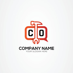 Services Icon or Chat Logo With Letter CO Logo Isolated Vector Illustration