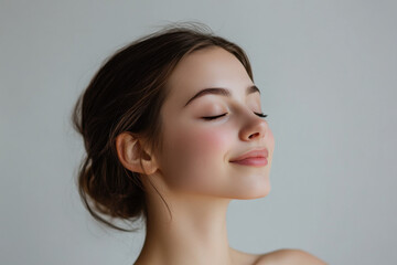 Fototapeta premium A close up of a girl's face with her eyes closed