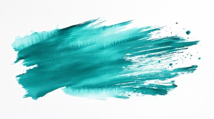 Abstract teal watercolor brushstroke. Hand-painted teal watercolor brushstroke on white background. Ideal for artistic designs, branding, and creative projects.