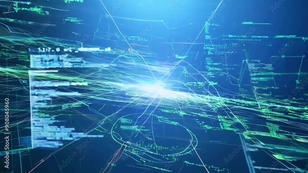 Poster abstract network with code and digital connectivity generative ai