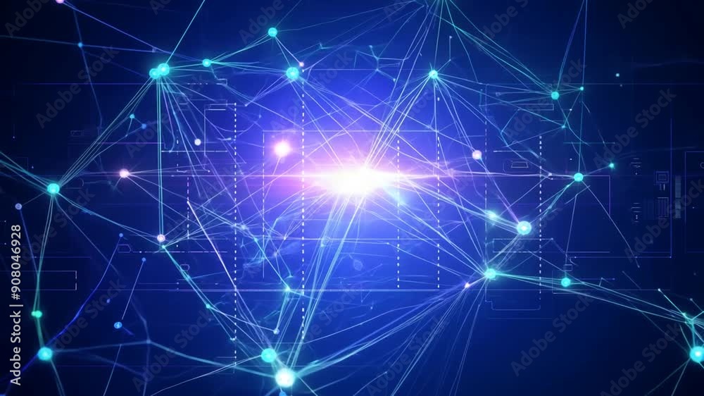 Poster abstract neural network concept in dynamic digital visualization generative ai
