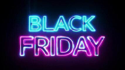Vibrant Neon Display Celebrating Black Friday Sales Events in Urban Nightlife. Generative AI