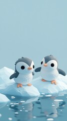 Obraz premium Cute Penguins on Iceberg in Arctic Environment