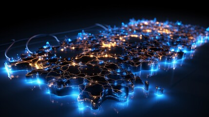 Futuristic Digital World Map.