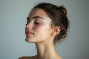 Fototapeta premium A close up of a girl's face with her eyes closed