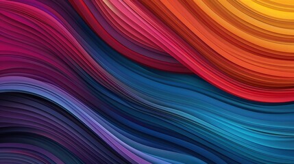 Dynamic abstract design featuring vibrant, multicolored layered waves creating a sense of movement and depth with rich, bold colors.