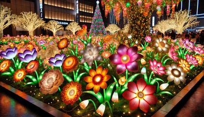 Vibrant Christmas Illumination at Flower Festival