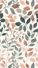 Pastel watercolor leaves seamless pattern. Soft, delicate watercolor leaves create a harmonious, repeatable pattern. Perfect for nature-themed projects and designs.