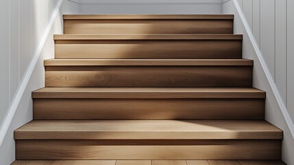 Wooden stairs in the modern interior, closeup