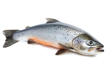Fototapeta premium raw salmon, fish isolated on white background, full depth of field , ai