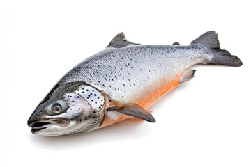 raw salmon, fish isolated on white background, full depth of field , ai