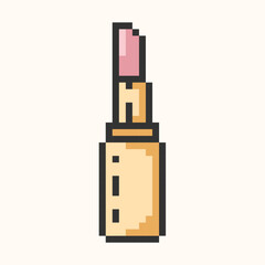 Lipstick pixel art icon.Opened Lipstick Package.Lips makeup and cosmetology vector icon.Vector illustration eps10