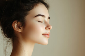 Fototapeta premium A close up of a girl's face with her eyes closed
