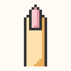 fingernail pixel art. Woman finger with pink polish pixel.Nail polishing salon,Nail Care concept.Finger icon. Vector illustration EPS 10