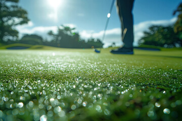 man with a club plays golf