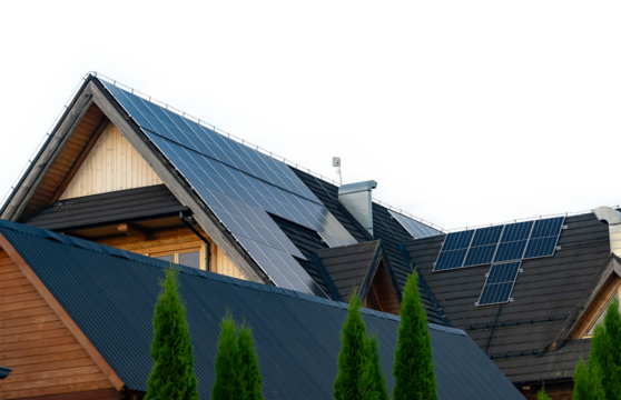 solar panels on roof